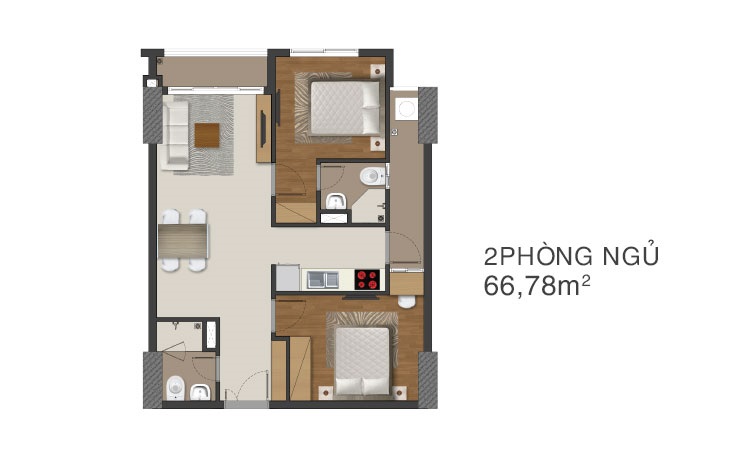 Căn hộ 2 phòng ngủ Richmond