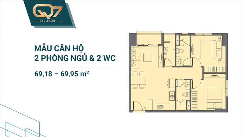 Thiết kê căn hộ Q7 Boulevard 2 phòng ngủ