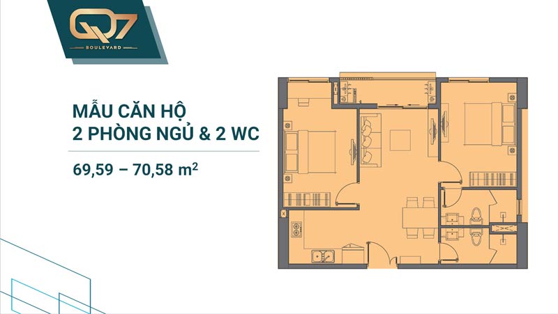 Thiết kê căn hộ Q7 Boulevard 2 phòng ngủ