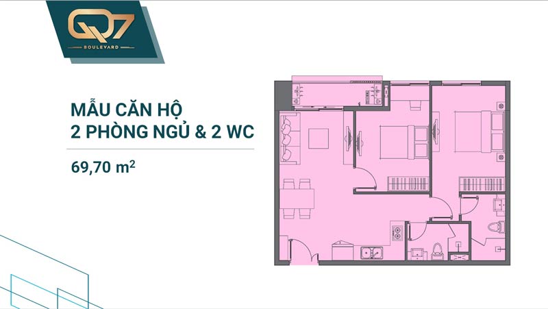 Thiết kê căn hộ Q7 Boulevard 2 phòng ngủ