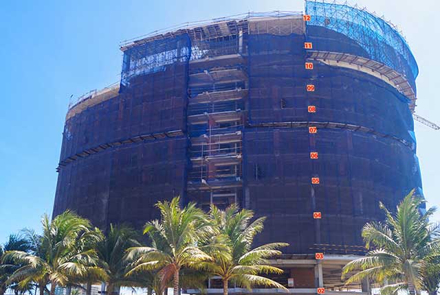 Hình ảnh tổng quan khách sạn dự án đang trong quá trình xây dựng đến tầng 12
